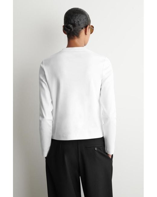 COS White Clean Cut Long-Sleeved T-Shirt