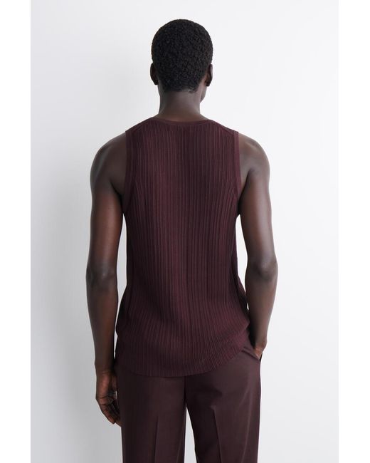 COS Purple Silk-Cotton Henley Tank Top for men