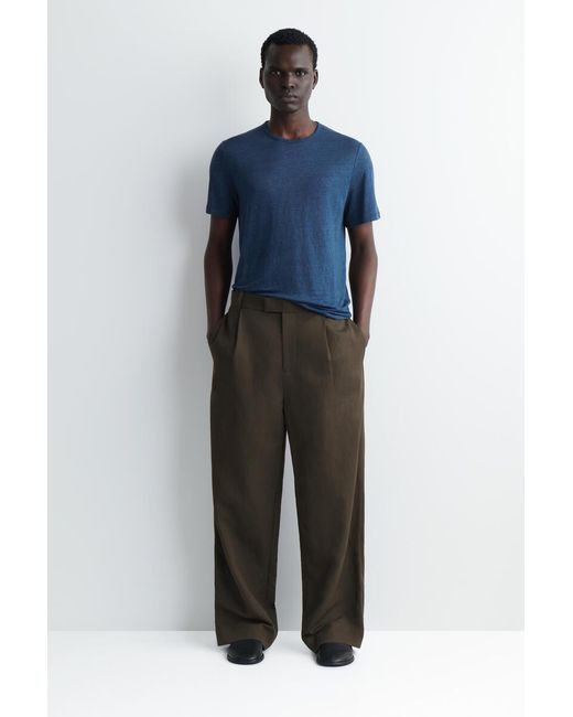 COS Blue Linen-Jersey T-Shirt for men