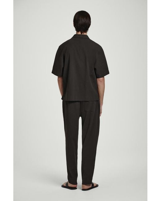 COS Black Crinkled-Cotton Shirt for men