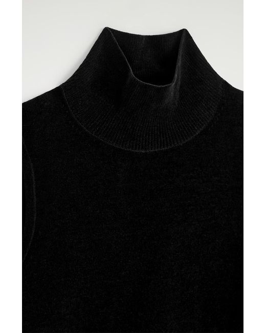 COS Black Chenille Funnel-Neck Vest