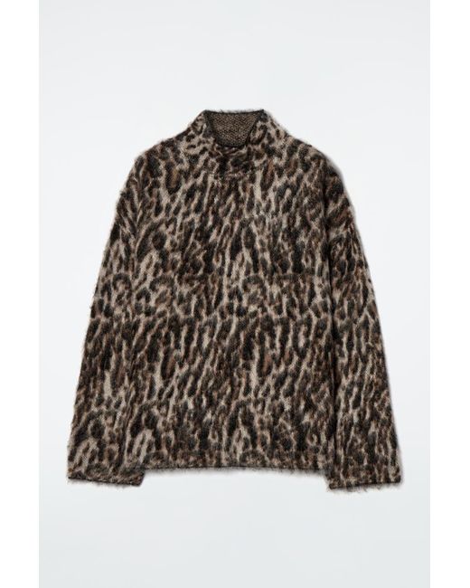COS Brown Leopard-jacquard Mohair-blend Jumper