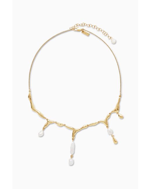 COS White Freshwater Pearl Chain Necklace