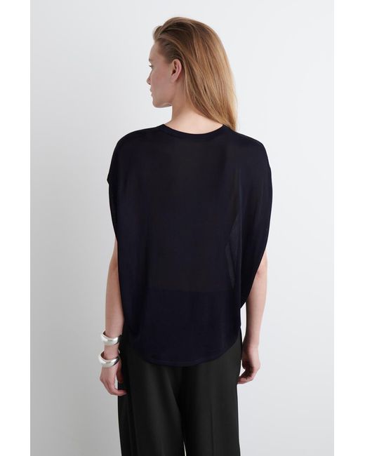 COS Blue Knitted Circle-Cut T-Shirt