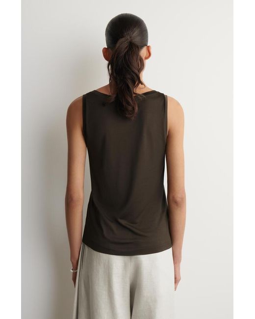 COS Brown Scoop-Neck Silk-Jersey Tank Top