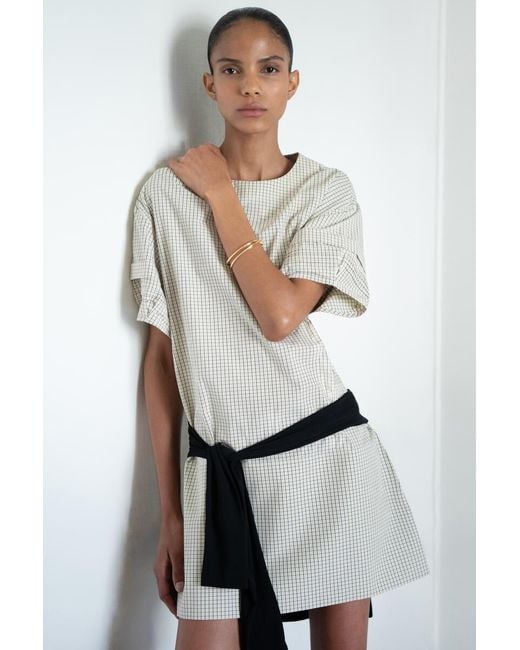 COS Natural Pintucked Cotton Mini Dress