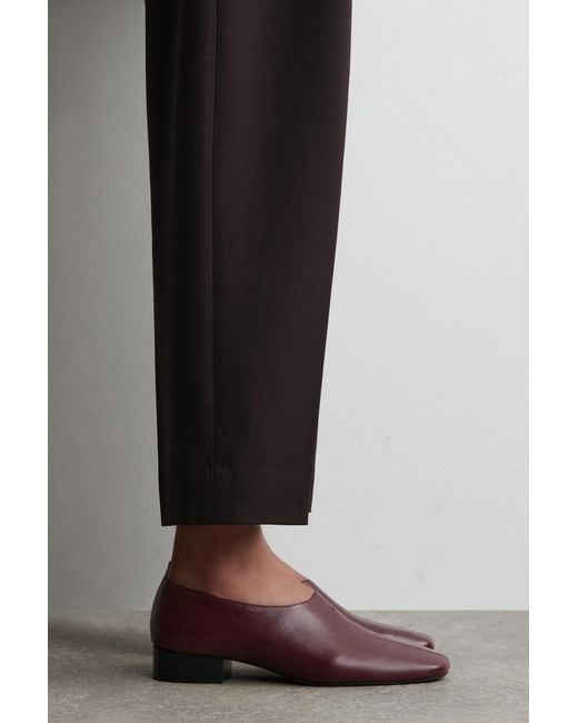 COS Red Square-Toe Leather Heeled Shoes