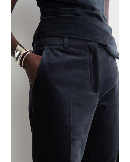 COS Black Velvet Straight-Leg Trousers