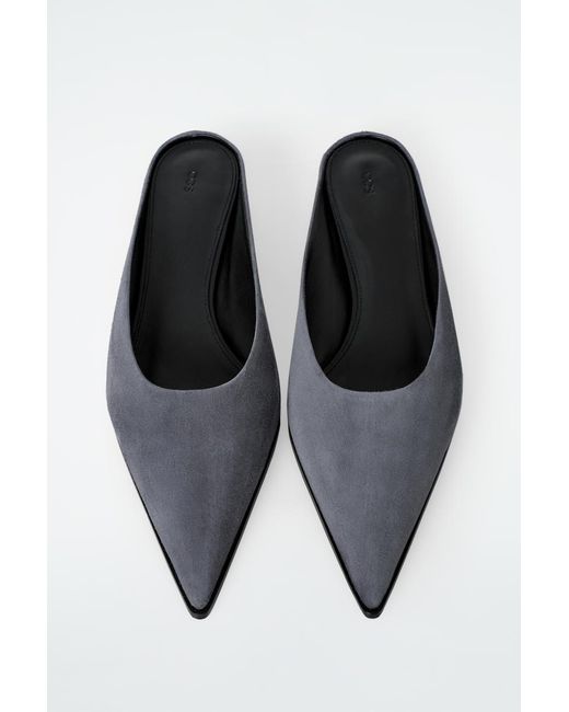 COS White Pointed Suede Mules