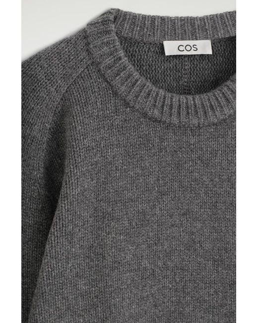 COS Gray Rounded Cashmere Crew-Neck Jumper