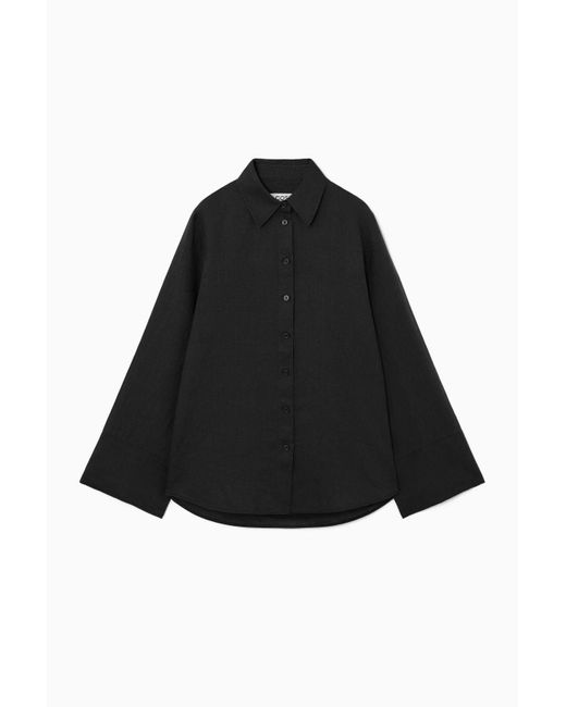 COS Black Wide-sleeved Linen Shirt