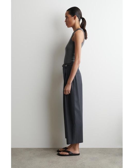 COS Gray Tailored Cotton Balloon-Leg Pants