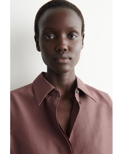 COS Brown Rounded Cotton-Silk Shirt