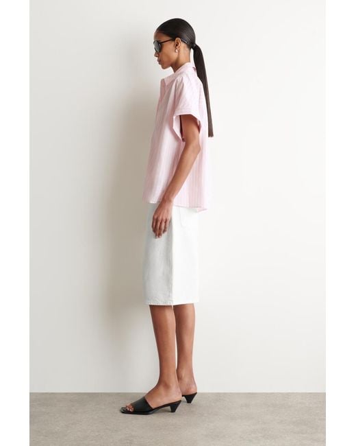 COS Pink Striped Short-Sleeved Cotton Shirt