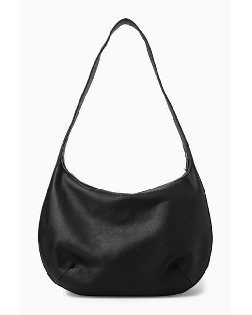 COS Black Curved Leather Shoulder Bag
