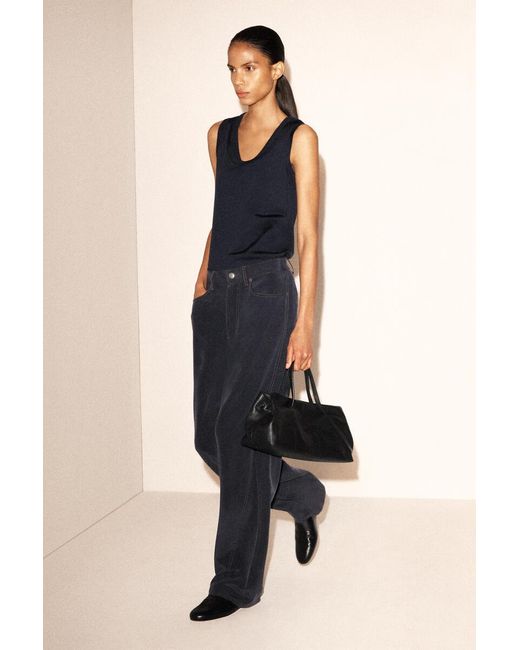COS Blue Scoop-Neck Silk-Jersey Tank Top