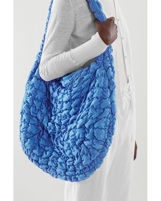 COS Quilted Oversized Shoulder Bag in Blue | Lyst UK