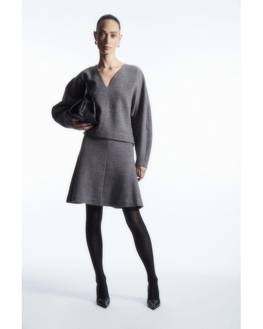 COS Gray Boiled-wool Mini Skirt