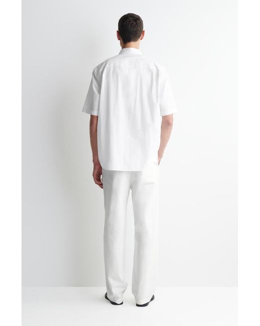 COS White Denim-Herringbone Relaxed-Fit Tapered Trousers for men