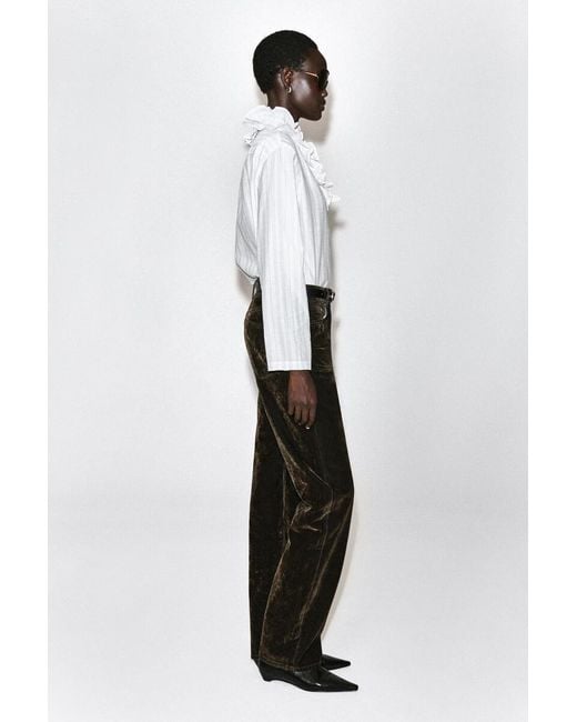COS White Ruffle-Collar Seersucker Blouse