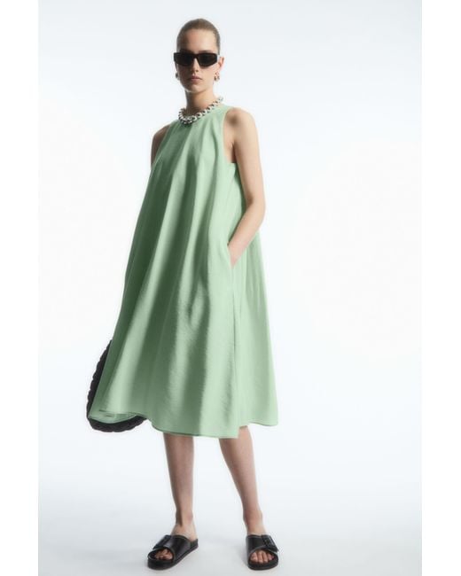 COS Green Racer-neck Midi Dress