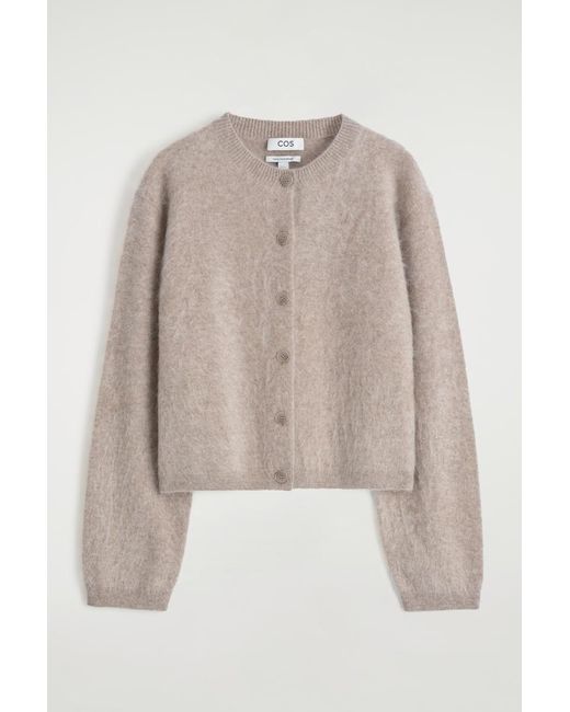 COS Natural Brushed-Cashmere Crew-Neck Cardigan
