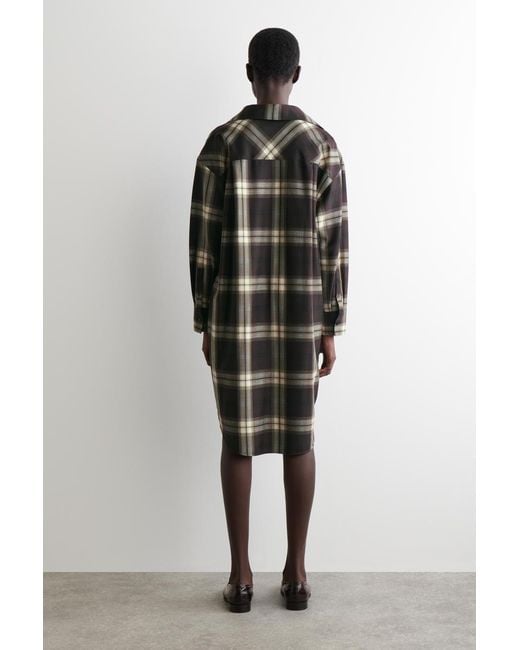 COS Black Checked Open-Collar Shirt Dress