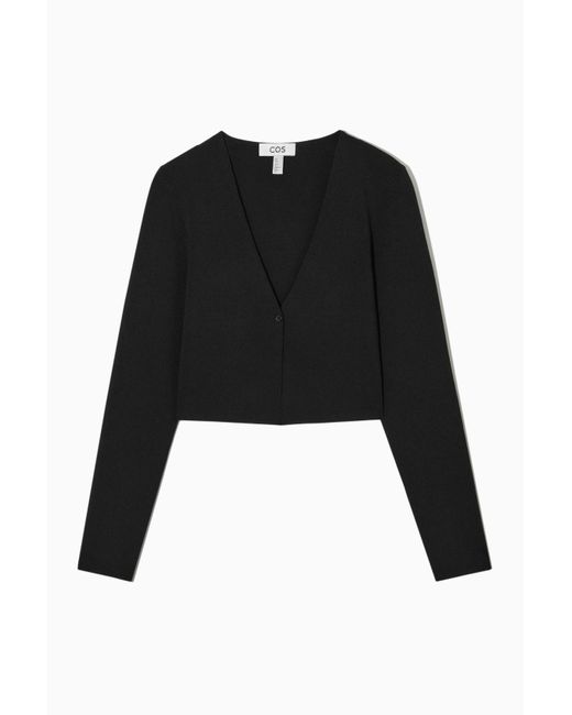 COS Cropped Vneck Cardigan in Black Lyst