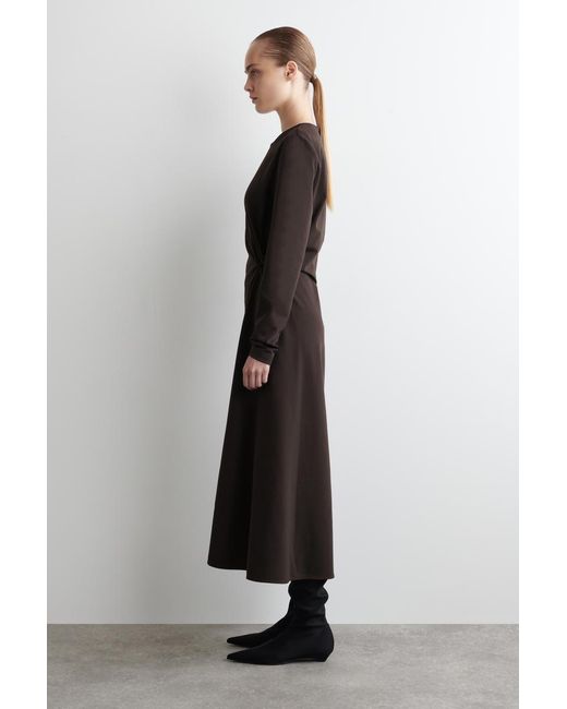COS Black Twist-Detail Long-Sleeved Dress