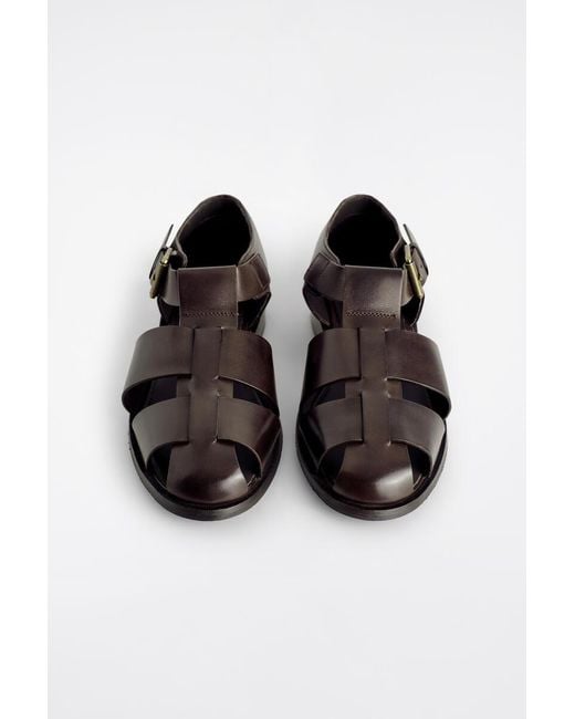 COS White Leather Fisherman Sandals for men
