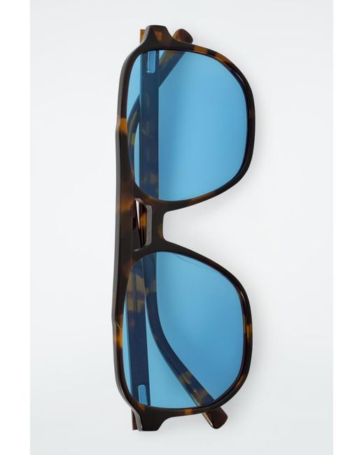 COS Blue Oversized Square-Frame Aviator Sunglasses