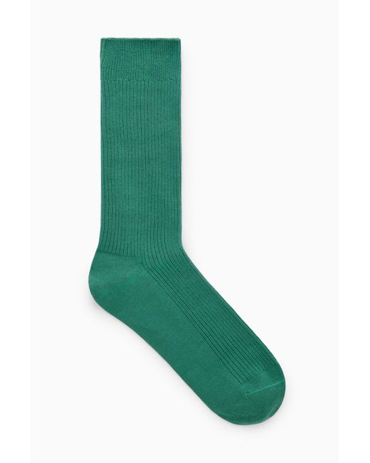 COS Green Ribbed Socks