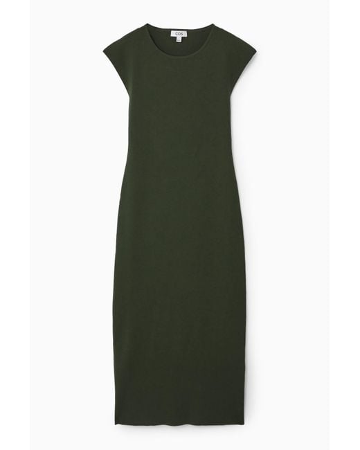 COS Green Open-back Knitted Midi Dress