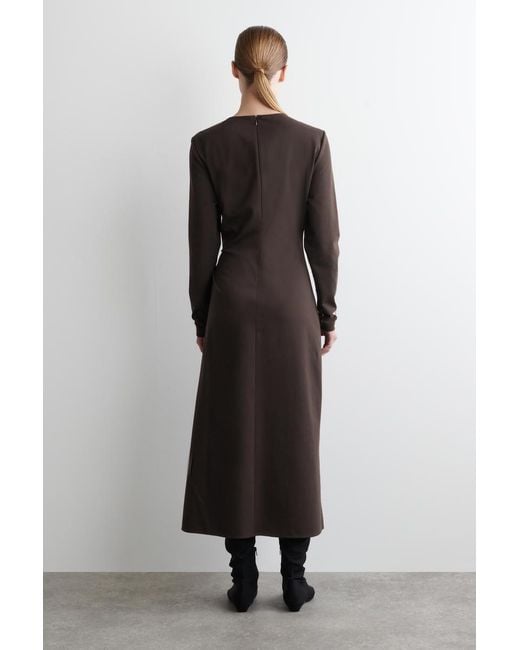 COS Black Twist-Detail Long-Sleeved Dress