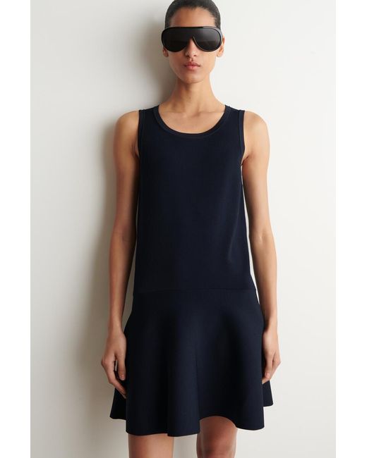 COS Blue Flared Knitted Mini Dress
