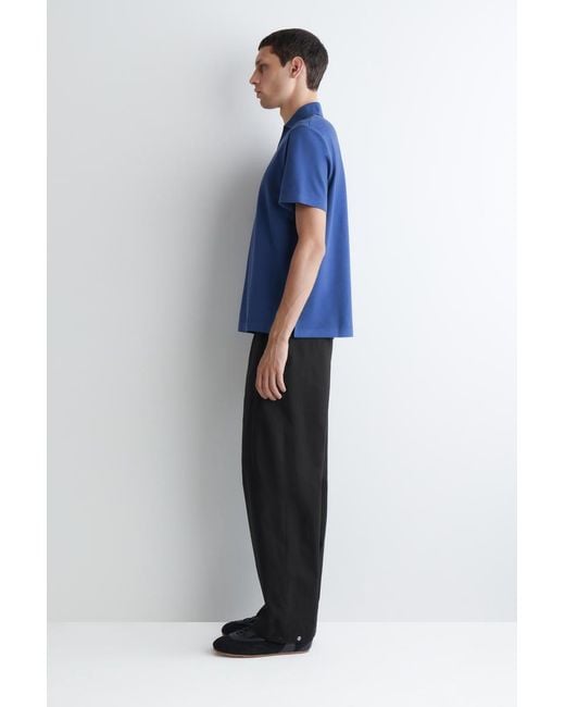 COS Blue Technical Piqué Polo Shirt for men