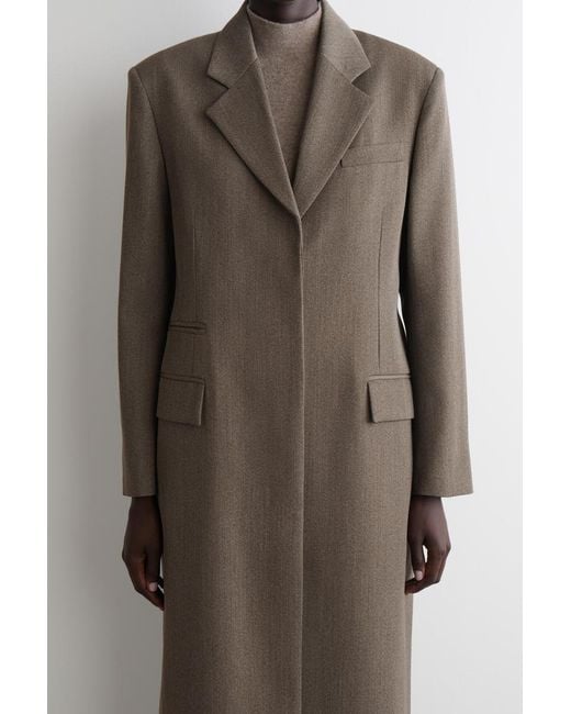 COS Brown Single-Breasted Wool-Blend Long Coat