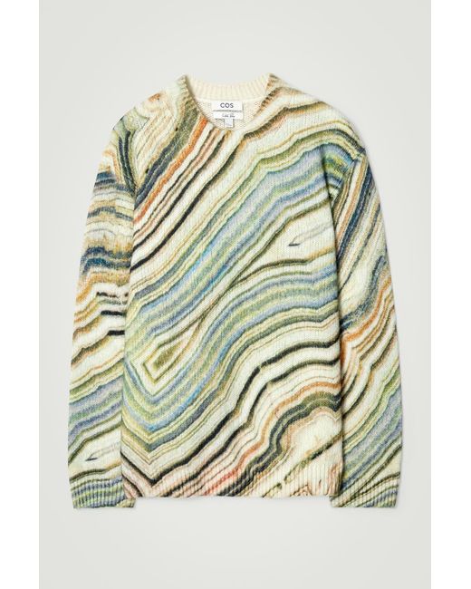 COS Green Printed Alpaca-Blend Sweater for men