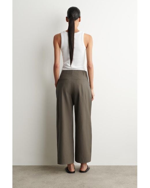 COS Natural Pleated Tapered Utility Pants