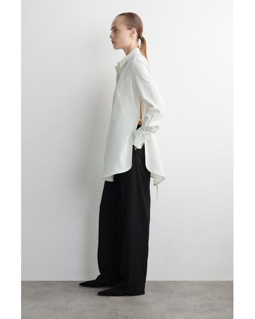 COS White Wool-Blend Tuxedo Shirt