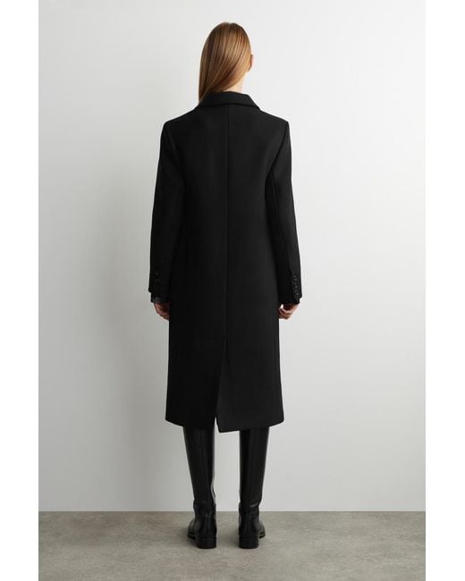 COS Black Tailored Double-Breasted Wool Long Coat