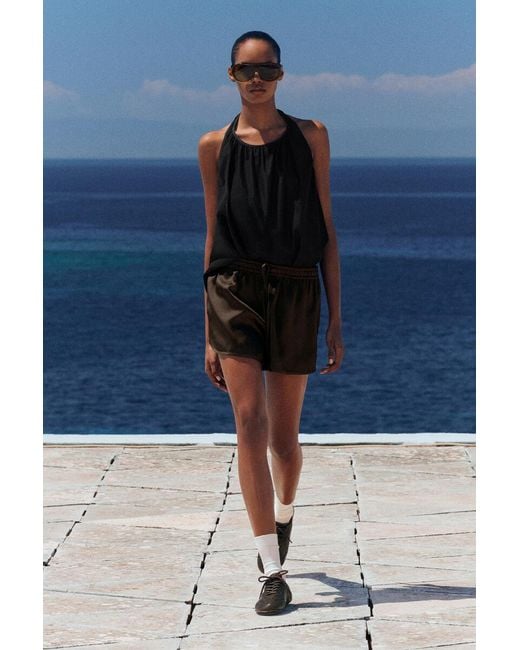 COS Black Satin Track Shorts