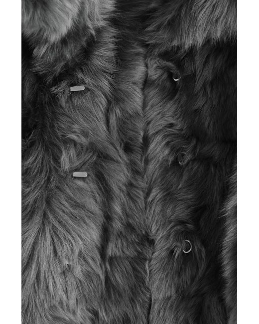 COS Black Funnel-Neck Shearling Jacket