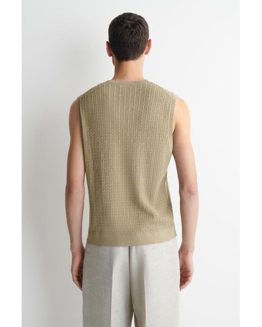 COS Natural Cable-Knit Cotton-Linen Tank Top for men