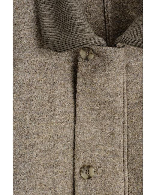 COS Brown Ribbed-Collar Boiled-Wool Jacket for men