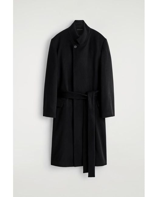 COS Black Tailored Wool Long Coat for men