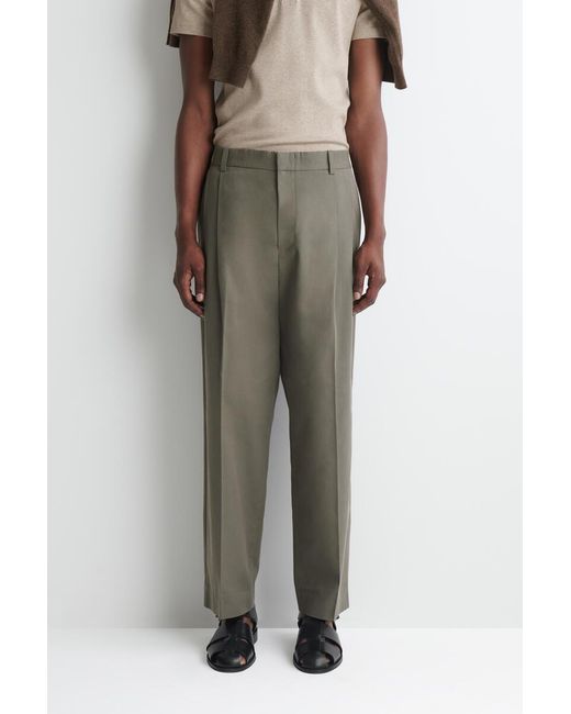 COS Green Pleated Relaxed-Fit Tapered Pants for men