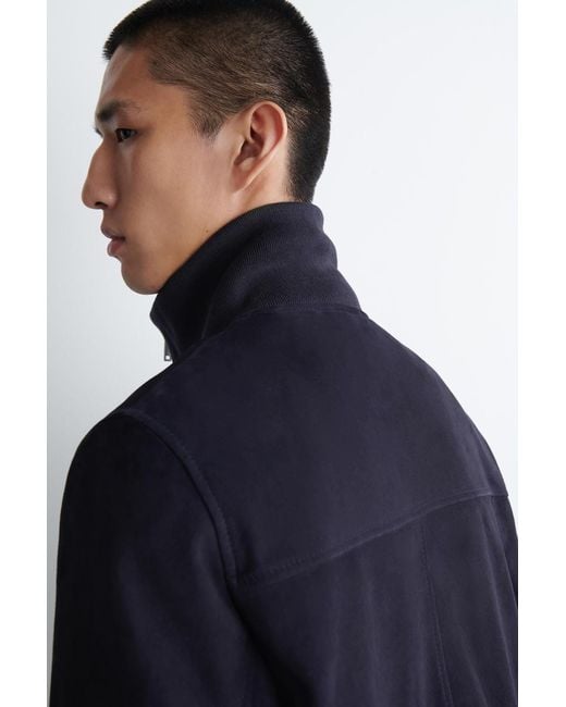 COS Blue Suede Flight Jacket for men