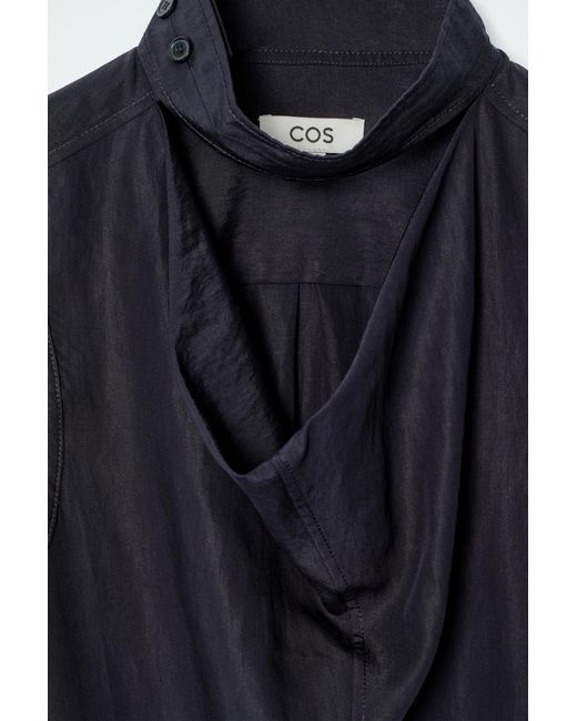 COS Blue Cutout Cowl-neck Midi Dress