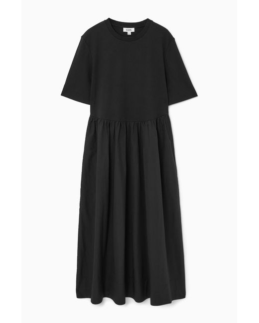 COS Black Contrast-panel Midi Dress